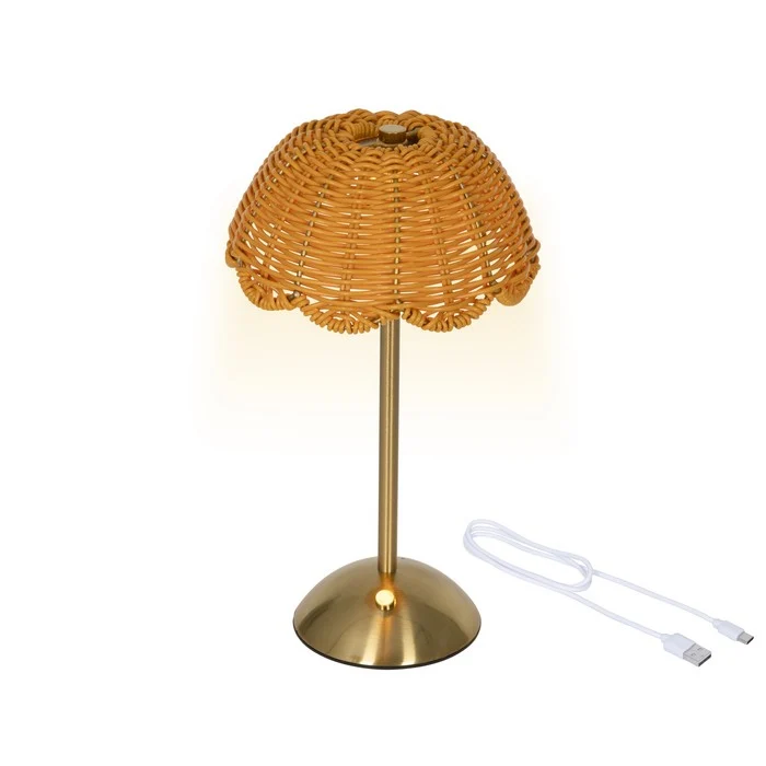Lampada da tavolo ricaricabile in rattan con LED 30 cm