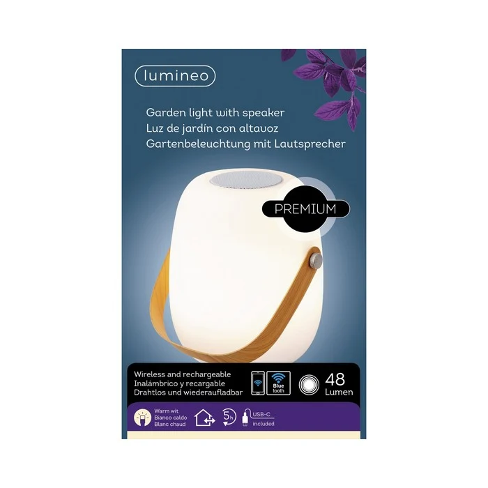 Lampada LED da esterno con speaker bluetooth a batteria