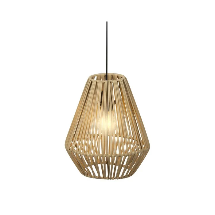 Lampada a sospensione in rattan con LED a batteria 27 cm