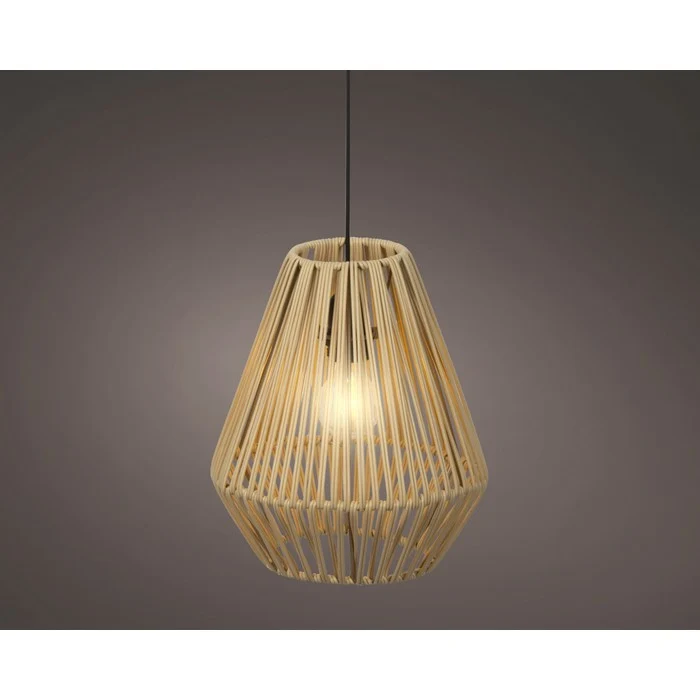 Lampada a sospensione in rattan con LED a batteria 27 cm