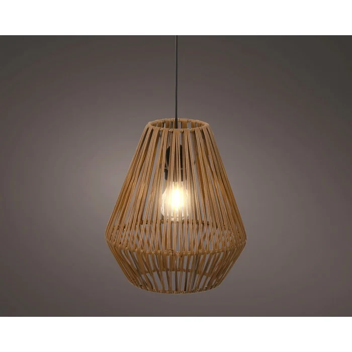 Lampada a sospensione in rattan con LED a batteria 27 cm