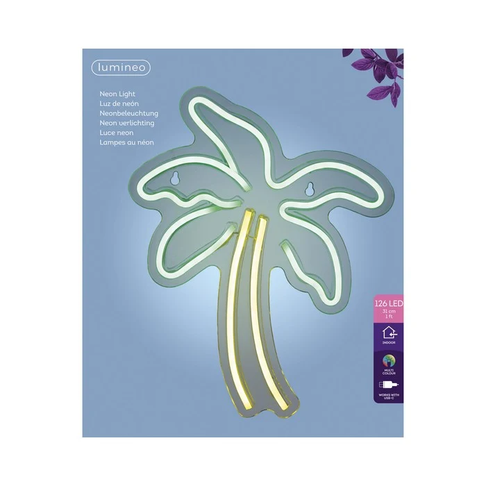 Insegna luminosa neon LED alimentazione USB - Palma