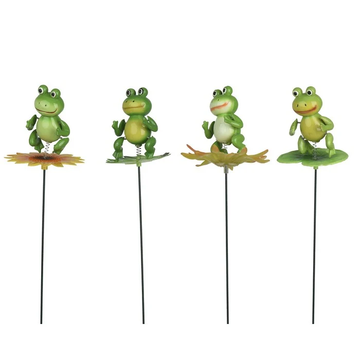 Pick da giardino in metallo e plastica con rana 13 cm