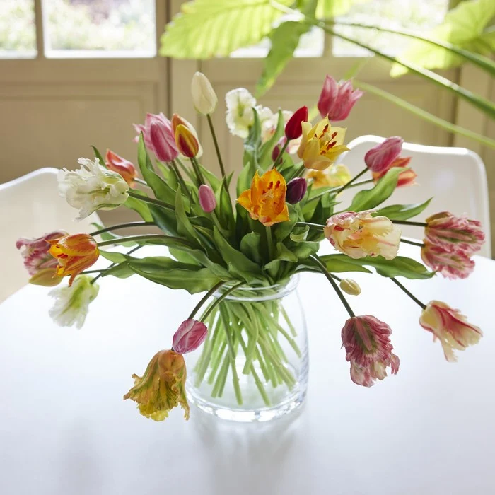 Mazzo tulipani artificiali per decorazione effetto real touch 5 fiori