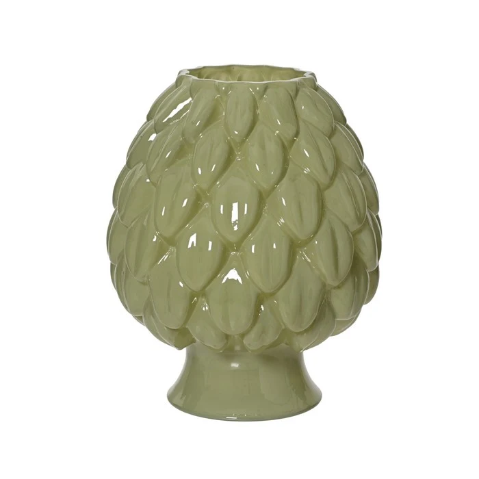 Vaso decorativo in vetro a forma di carciofo