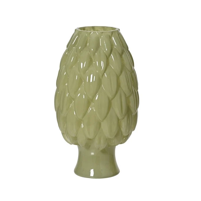 Vaso decorativo in vetro a forma di carciofo