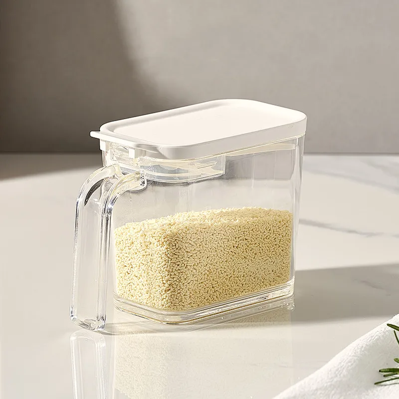 1 Sealed Pop-Top Seasoning Box with Spoon, Household Moisture-Proof Seasoning Bottle, Msg Salt Seasoning Storage Box