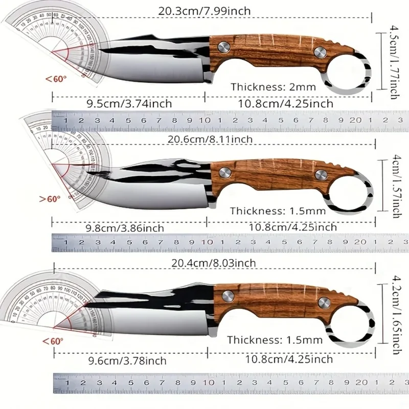 3pcs Professional Boning Knife Set Stainless Steel Ultra Sharp Chef &Skinning Knives with Sheath Heavy-Duty Meat Cutting Tools