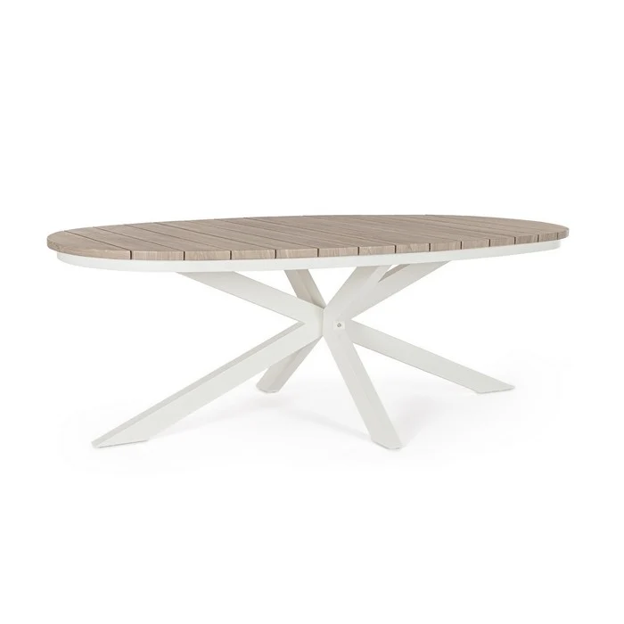 Tavolo in alluminio per esterno con piano effetto legno - Zelmar Vapor