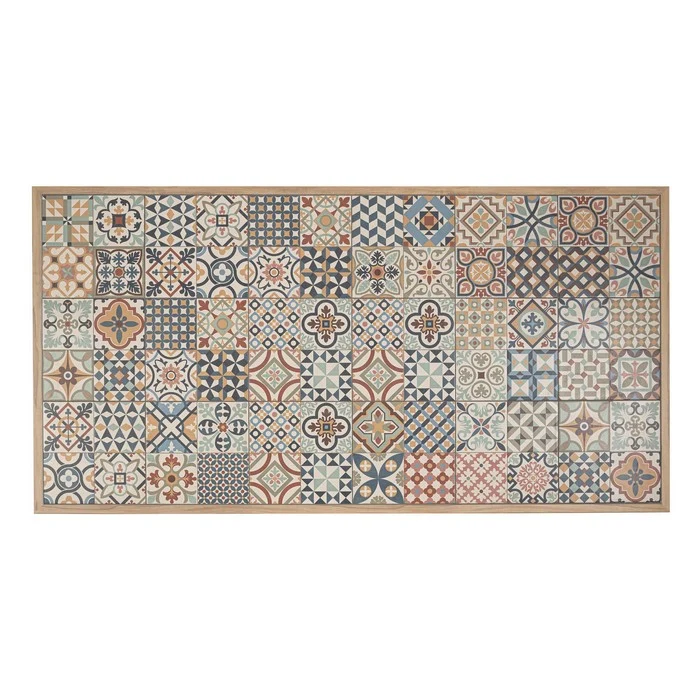 Tavolo rettangolare in alluminio effetto legno, con mattonelle in porcellana 206x106 cm - Kalimera