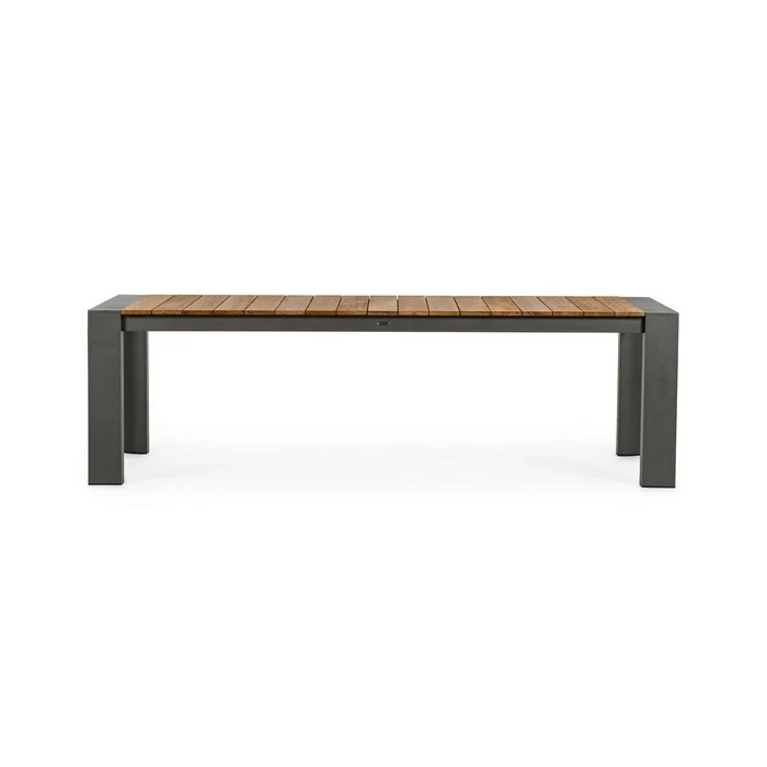 Tavolo allungabile in alluminio con piano in teak - Cameron