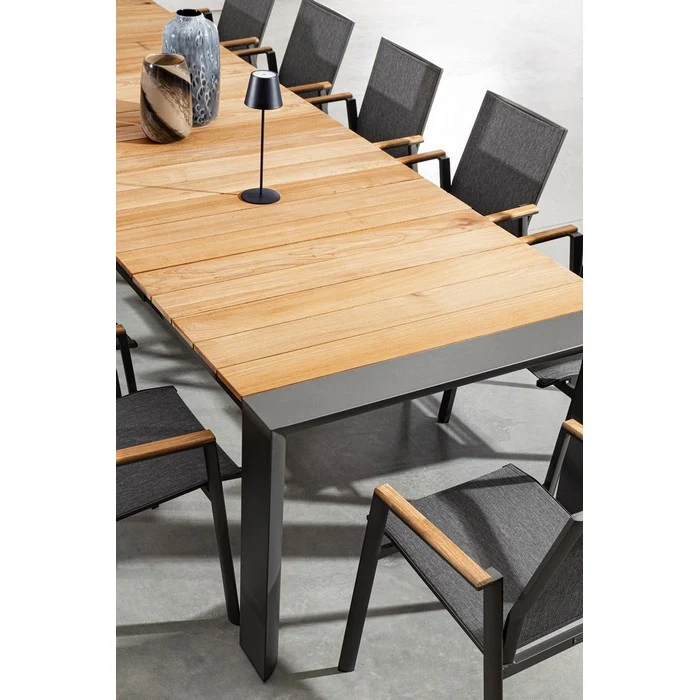 Tavolo allungabile in alluminio con piano in teak - Cameron