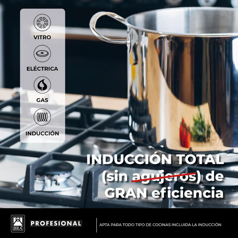 Batería de cocina 9 piezas acero inoxidable sin antiadherente Profesional