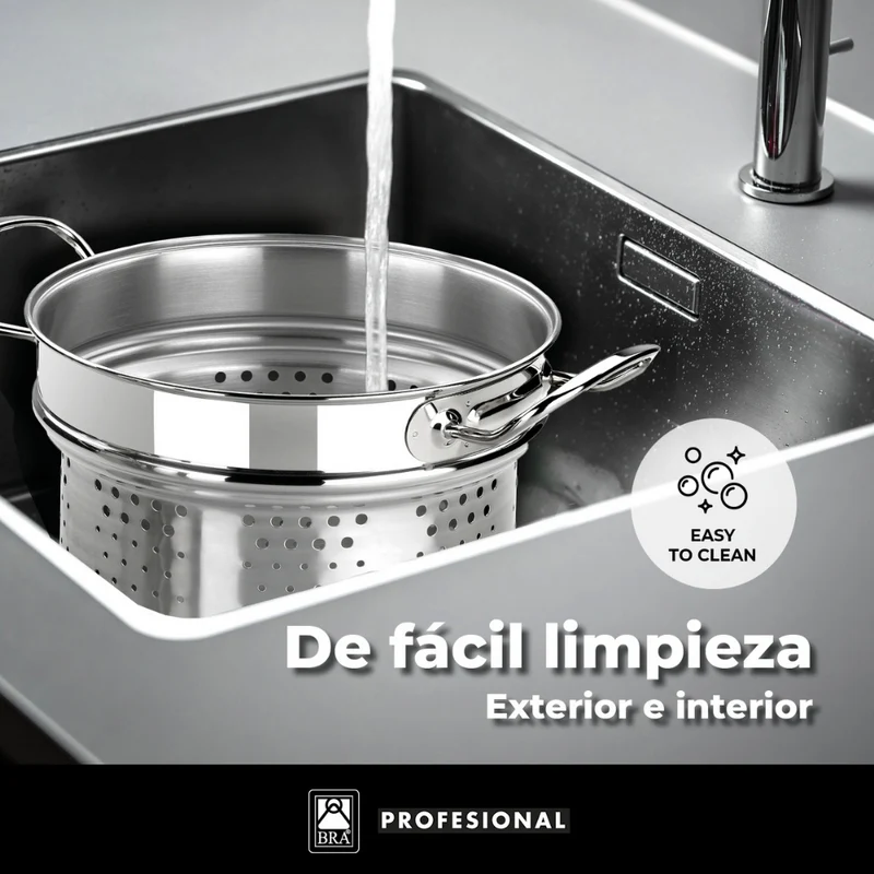 Batería de cocina 9 piezas acero inoxidable sin antiadherente Profesional