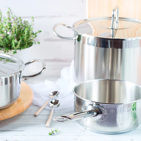 Batería de cocina 9 piezas acero inoxidable sin antiadherente Profesional