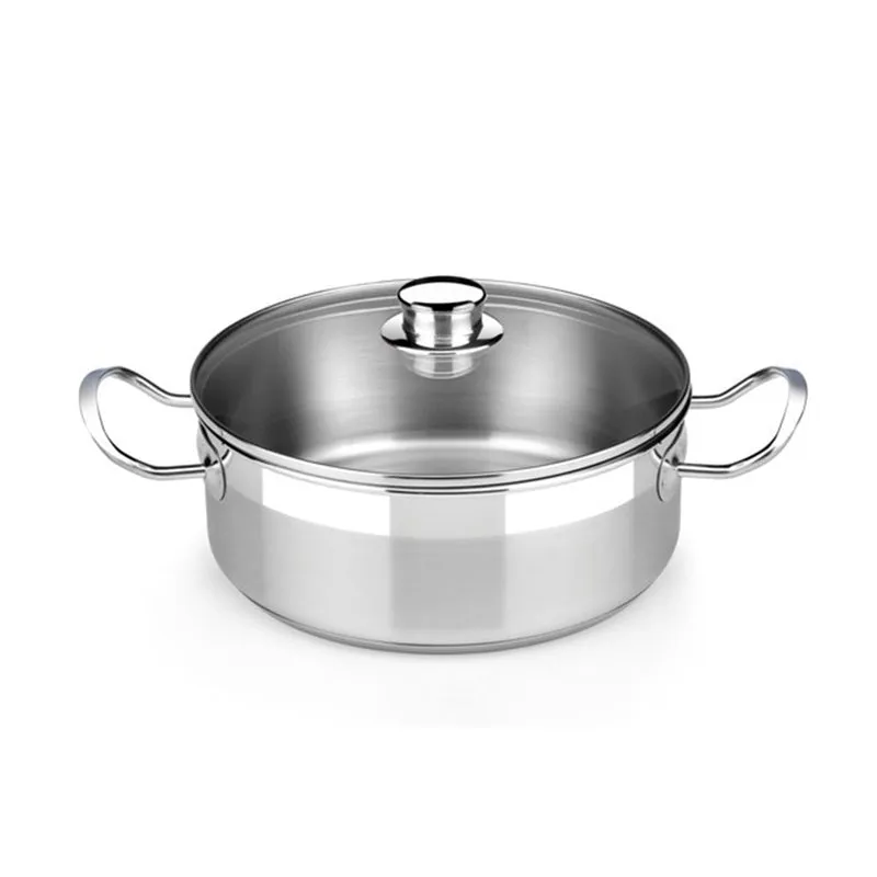 Batería de cocina 9 piezas acero inoxidable sin antiadherente con tapa de cristal Profesional