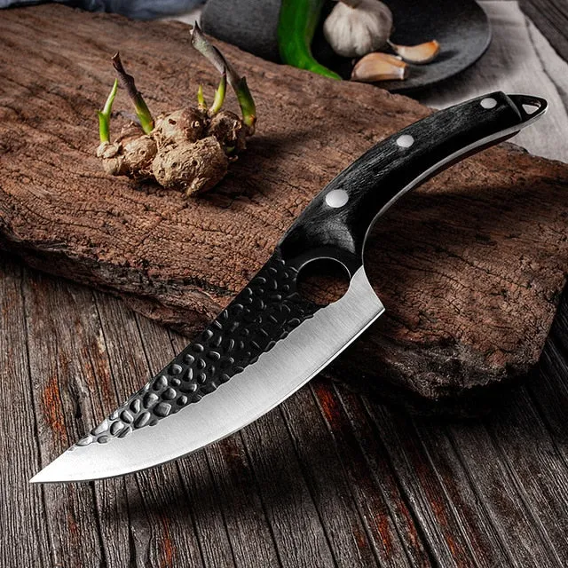 Chef Knife Forged Stainless Steel Butcher Knife Outdoor Hunting Kitchen Knife for Meat Fish Fruit Vegetable Boning Knife Cleaver
