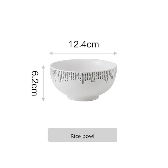 Creative English alphabet White Dinner Plate Ceramic Kitchen Plate Tableware Set Food Dishes Rice Salad Noodles Bowl Soup