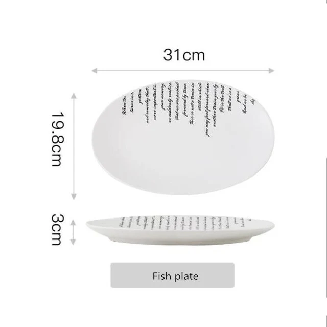 Creative English alphabet White Dinner Plate Ceramic Kitchen Plate Tableware Set Food Dishes Rice Salad Noodles Bowl Soup