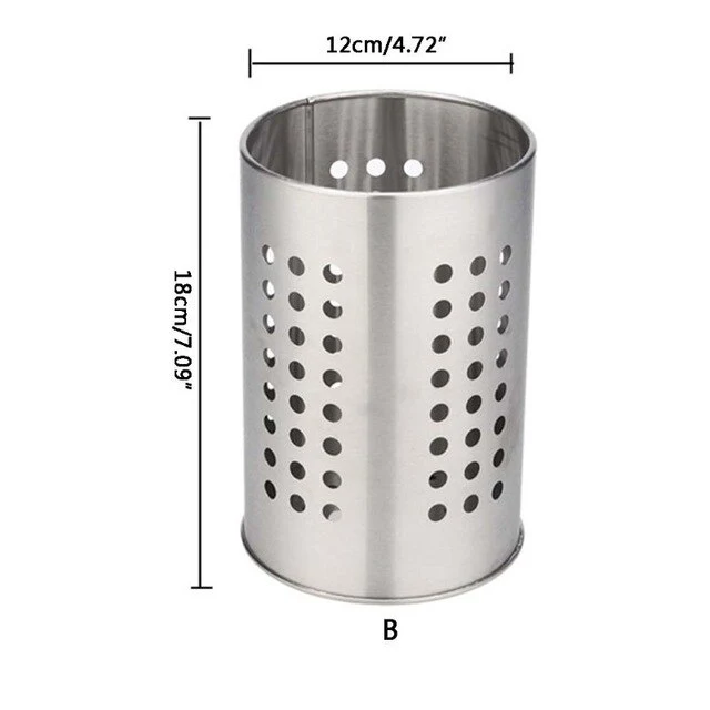 Stainless Steel Kitchen Cooking Utensils Holder Crock Drainer Flatware Caddy Cutlery Organizer Tableware Storage Serving Tool