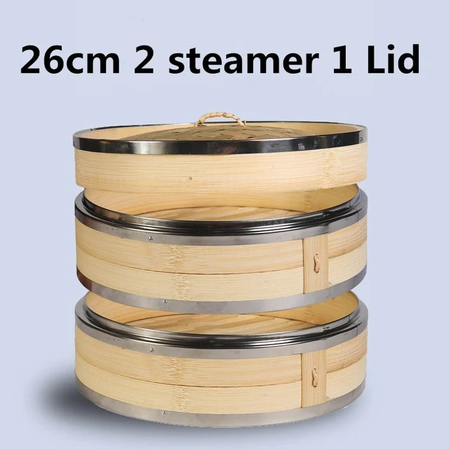 One two three Cage with Cover Cooking Bamboo Steamer Fish Rice Snack Basket Set Kitchen Cooking Tools dumpling steamer steam pot