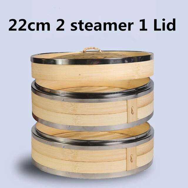 One two three Cage with Cover Cooking Bamboo Steamer Fish Rice Snack Basket Set Kitchen Cooking Tools dumpling steamer steam pot