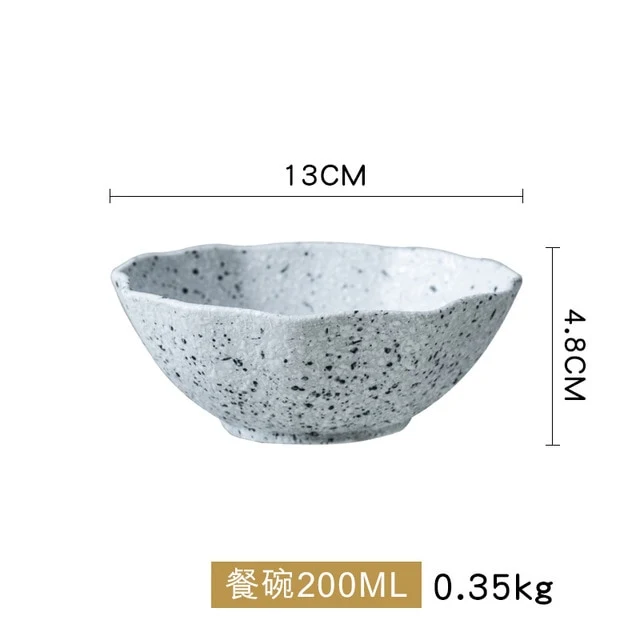 New Design Granite Pattern Ceramic Food Plate Dish Rice Salad Bowl Retro Porcelain Tray Household Tableware Dinner Plate Set