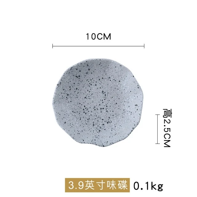 New Design Granite Pattern Ceramic Food Plate Dish Rice Salad Bowl Retro Porcelain Tray Household Tableware Dinner Plate Set