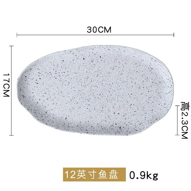 New Design Granite Pattern Ceramic Food Plate Dish Rice Salad Bowl Retro Porcelain Tray Household Tableware Dinner Plate Set