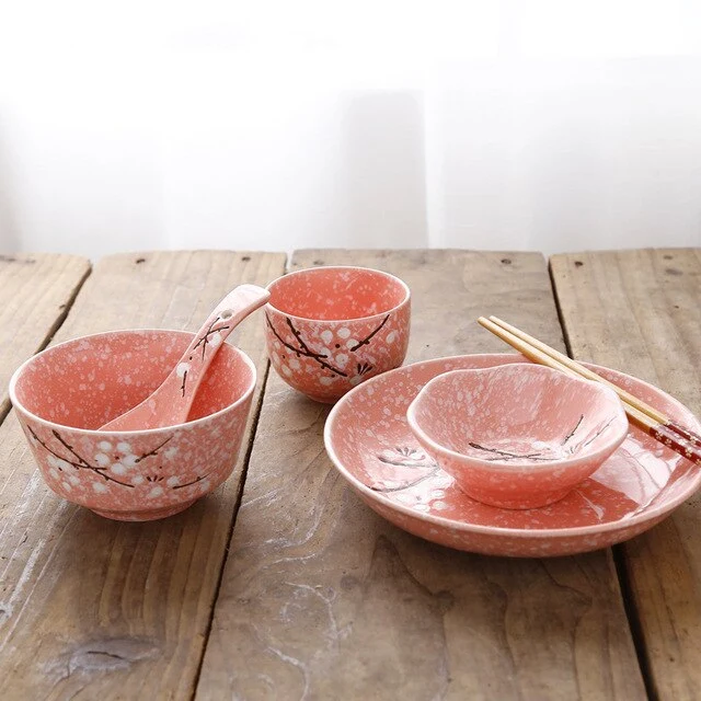 Japanese Style Ceramic Tableware Set Household Cutlery Creative Ceramic Dinnerware dining table dish set dinner set eco friendly