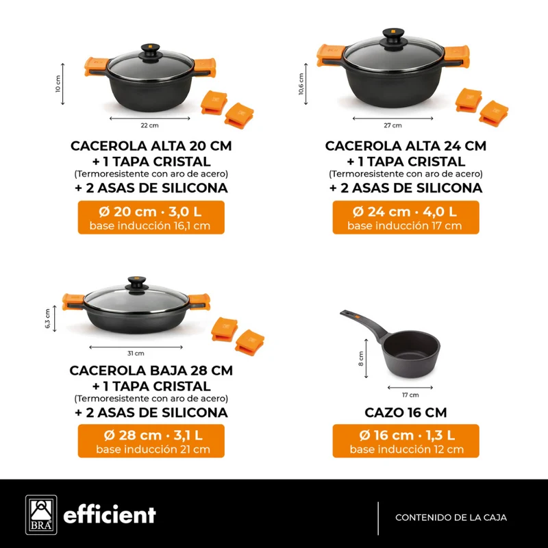 Batería de cocina 7 piezas Efficient