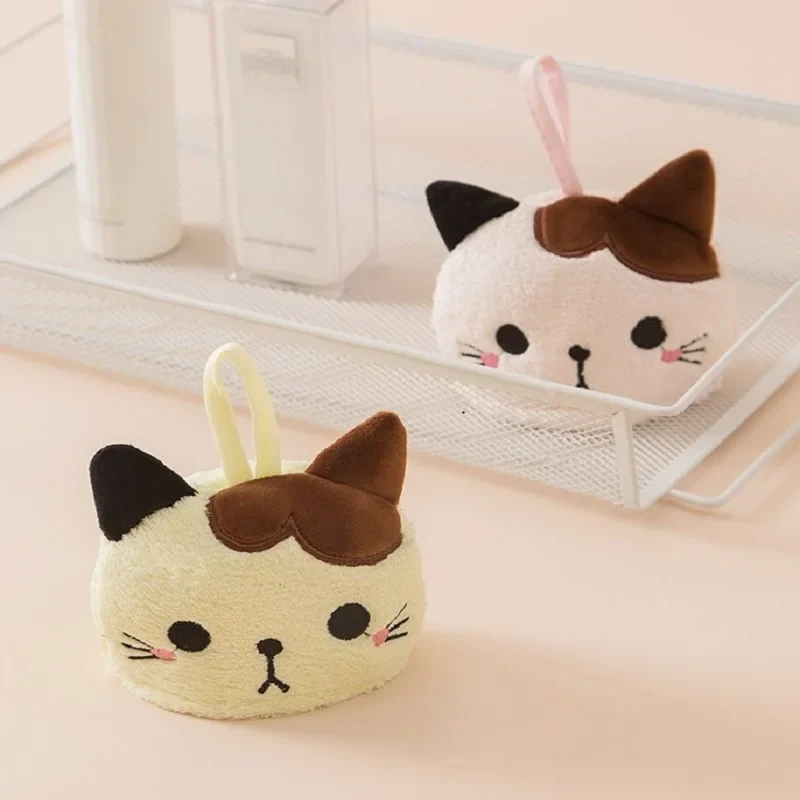 Cute Cat Kitchen Cleaning Towel Hanging Hand Towels Absorbent Dishcloths Coral Velvet Soft Cleaning Cloth Rag