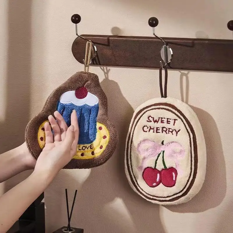 Kitchen Hand Towel Bathroom Absorbent Hand Towel Wall Hanging Cloth Thickened Handkerchief For Kitchen Hand Towel Cleaning Cloth