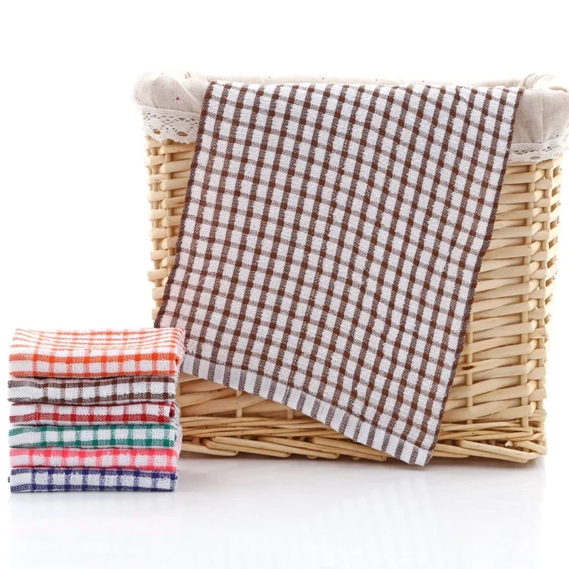 6PCS Cotton Kitchen Tea Towels Absorbent Lint Free Catering Restaurant Cloth Dish Towels Cleaning Cloth Kitchen Cleaning Towel
