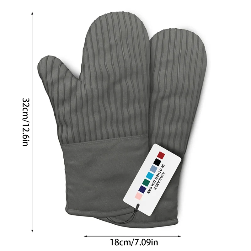 Flexible Silicone Oven Mitts Set For Cooking Kitchen Essentials Cotton Infill 480 F Heat Resistant Gloves Baking Supplies