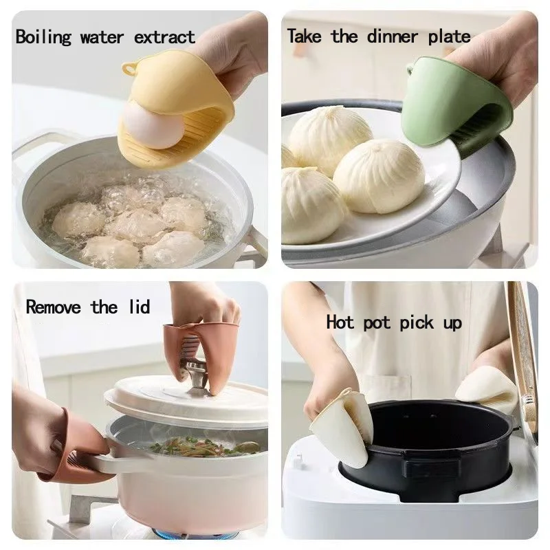 2PCS Silicone Oven Mitts Heat Resistant, Silicone Potholders for Kitchen, Mini Rubber Oven Glove Kitchen Mittens, Cute Cooking M