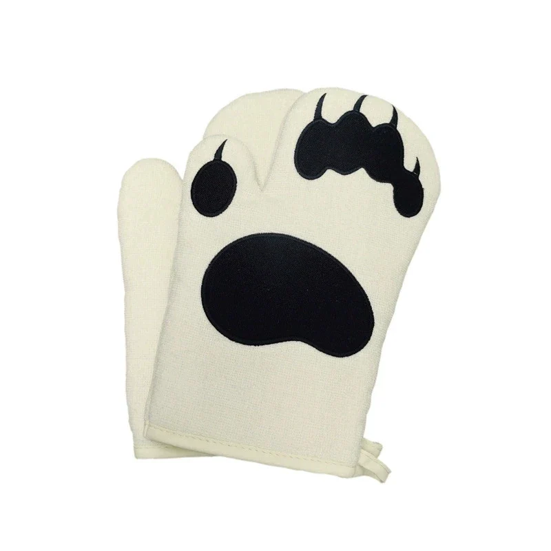 Hot Selling Microwave Oven Mitts Heat Resistant Cotton Gloves Bear Paw Heat Insulated Baking Gloves