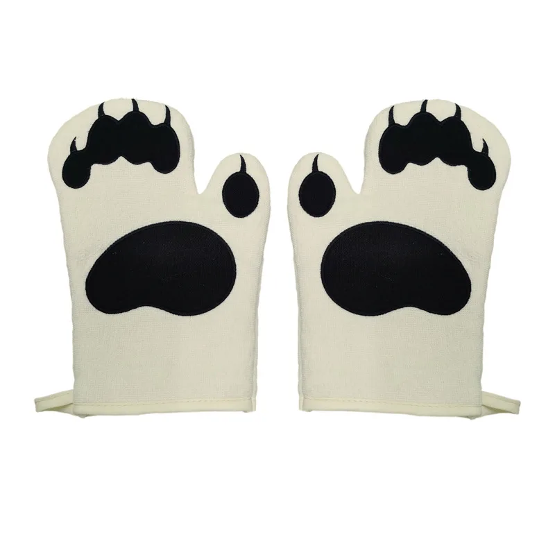 Hot Selling Microwave Oven Mitts Heat Resistant Cotton Gloves Bear Paw Heat Insulated Baking Gloves