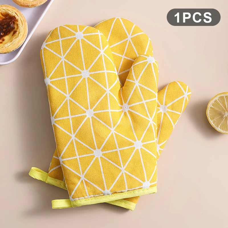 Oven Baking Gloves Oven Mitts Microwave Oven Gloves High-temperature Resistant Cotton Linen Gloves Kitchen Baking Tools Bakeware