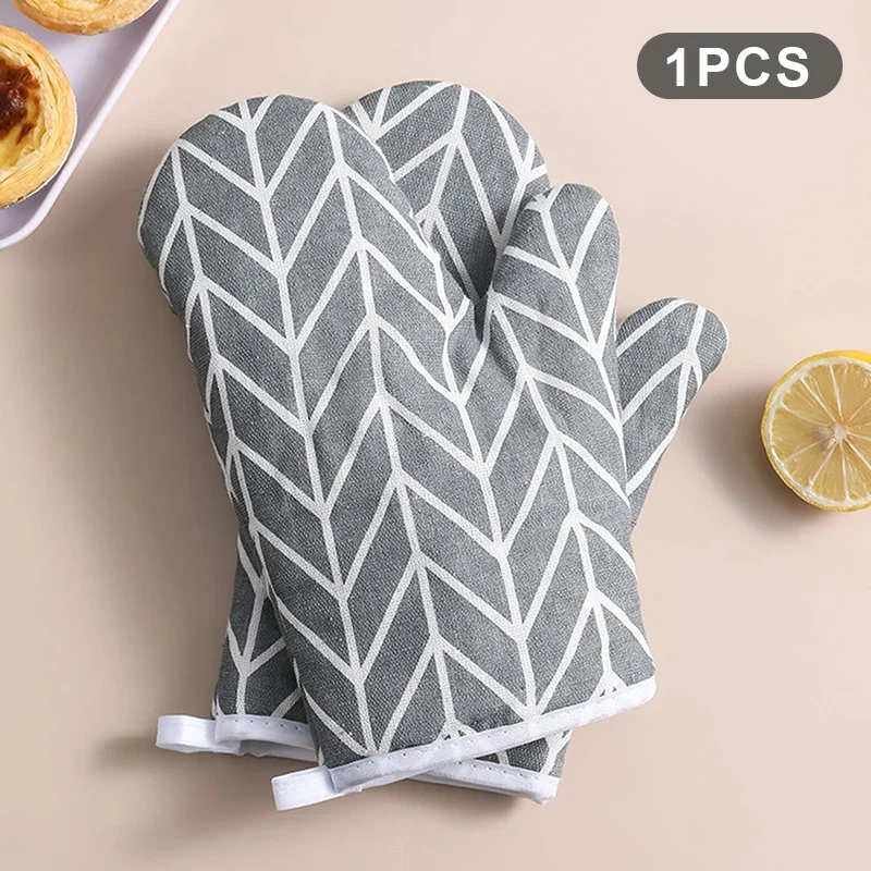 Oven Baking Gloves Oven Mitts Microwave Oven Gloves High-temperature Resistant Cotton Linen Gloves Kitchen Baking Tools Bakeware