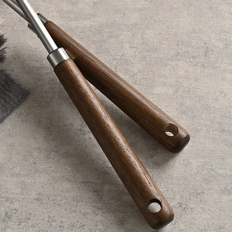 Long Handle Mushroom Shovel Kitchen Cooking Utensils Stainless Steel Wok Spatula Chef-specific Cooking Spoon Wooden