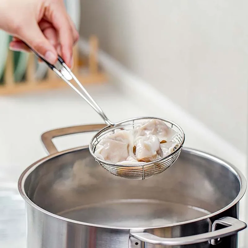 Long Handle Stainless Steel Kitchen Home Kitchen Gadget Cooking Tool Spider Strainer Skimmer Spoon Colander