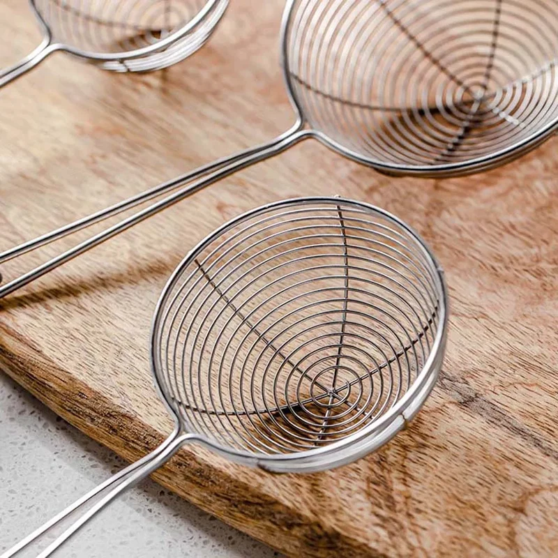 Long Handle Stainless Steel Kitchen Home Kitchen Gadget Cooking Tool Spider Strainer Skimmer Spoon Colander