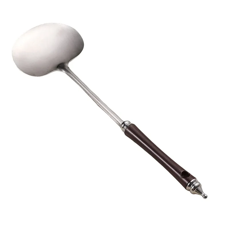 Stainless Steel Wok Spatula Long Wooden Handle Kitchen Utensils Chef-specific Mushroom Shovel Kitchen Accessories Essentials