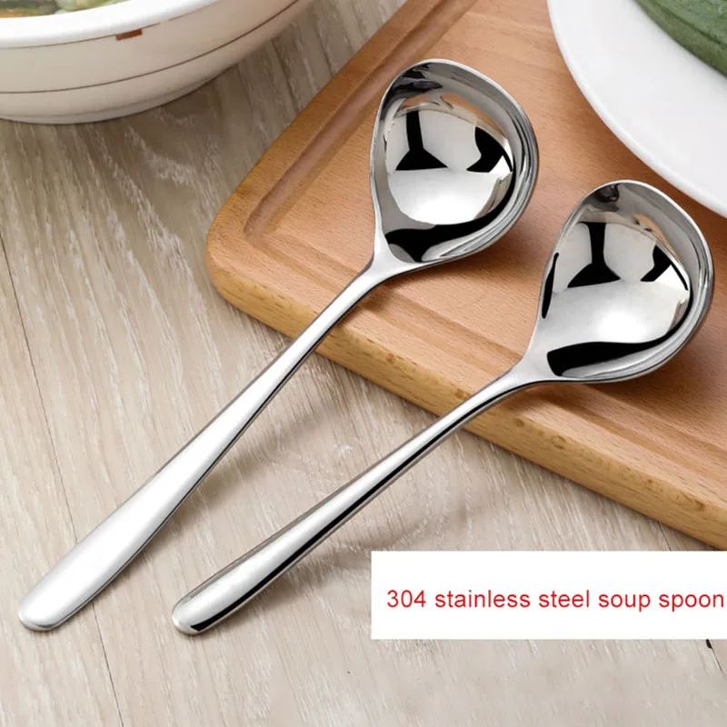 Korean Stainless Steel Thickening Spoon Creative Long Handle Hotel Hot Pot Spoon Soup Ladle Home Kitchen Essential Tools h2