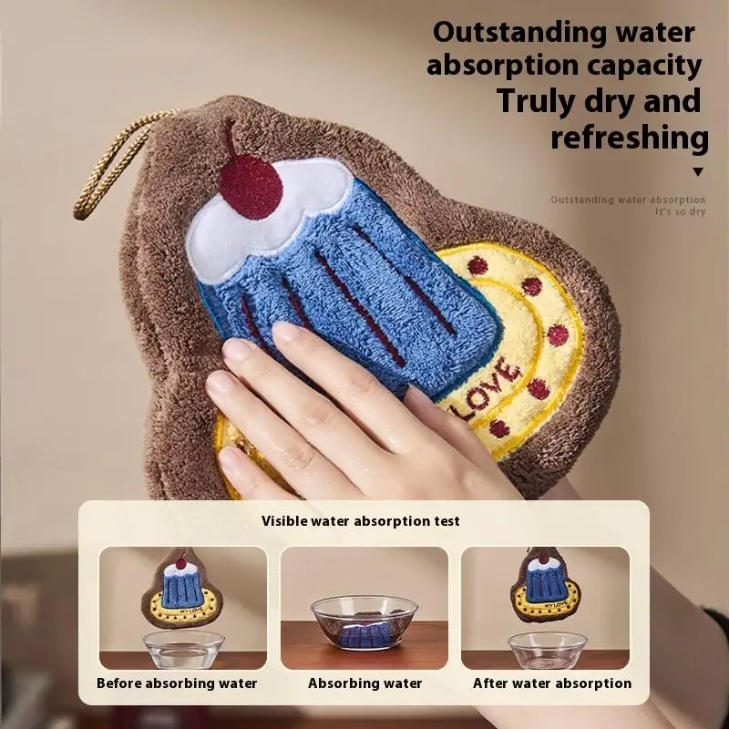 Kitchen Hand Towel Bathroom Absorbent Hand Towel Wall Hanging Cloth Thickened Handkerchief For Kitchen Hand Towel Cleaning Cloth