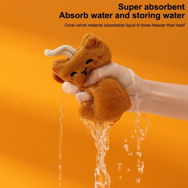 Cute Cat Hand Towels Kitchen Wipe Water Cloth Kitchen Hanging Towels Dishwashing Cloth Bathroom Quickly Dry Cleaning Hand Towel