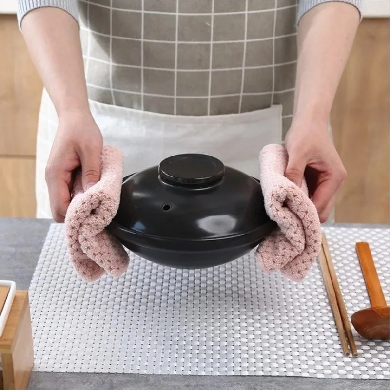 Kitchen Cleaning Dining Wash Towel Absorbent Square Microfiber Dishcloth Household Thickened Cloth Tool Supply Accessory New