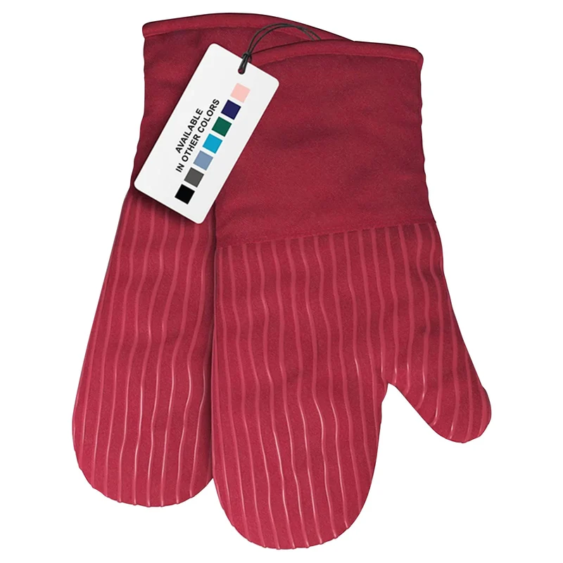 Flexible Silicone Oven Mitts Set For Cooking Kitchen Essentials Cotton Infill 480 F Heat Resistant Gloves Baking Supplies