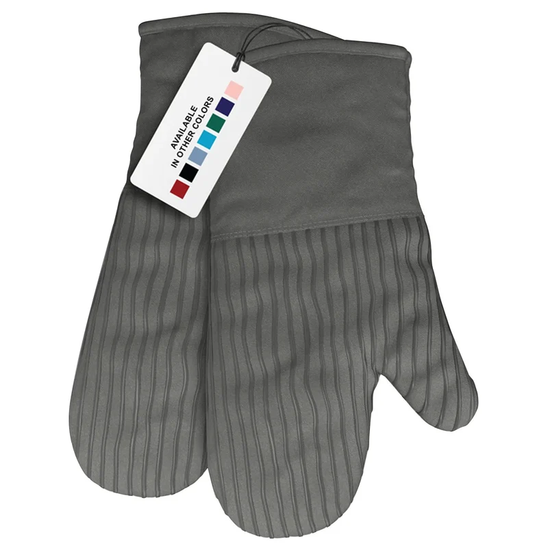Flexible Silicone Oven Mitts Set For Cooking Kitchen Essentials Cotton Infill 480 F Heat Resistant Gloves Baking Supplies